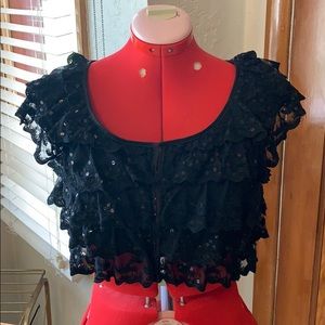 Forever 21 sequined crop top bolero black glam Y2K